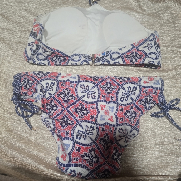 MICHAEL Michael Kors Blue and Pink Bikini Set with Intricate Print - Picture 4 of 5